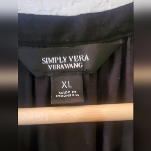 Simply Vera Vera Wang Pintuck Black Midi Dress with White Stripes Size XL - Picture 5 of 7